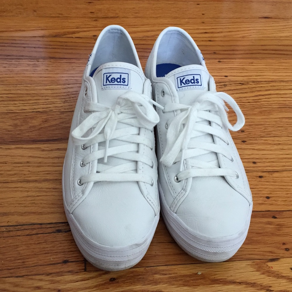 Platform White Leather Ked Sneakers